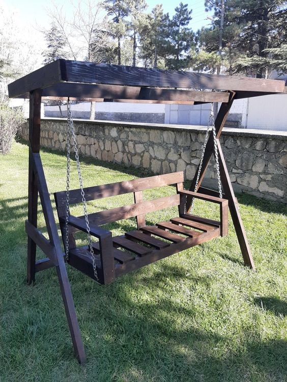 Hükümdar Ahşap 2 Kişilik Modern Salıncak